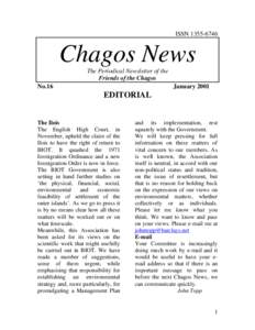 ISSN[removed]Chagos News The Periodical Newsletter of the Friends of the Chagos No.16