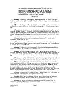 AN ORDINANCE OF THE CITY COUNCIL OF THE CITY OF REDWOOD CITY AMENDING CHAPTER 20, ARTICLE VII OF THE REDWOOD CITY MUNICIPAL CODE BY AMENDING SECTIONSTHROUGHIN THEIR ENTIRETY AND DIVISIONS 4, 5 AND 9 IN T