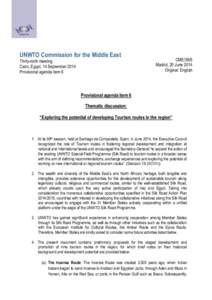 UNWTO Commission for the Middle East Thirty-ninth meeting Cairo, Egypt, 14 September 2014 Provisional agenda item 6  CME/39/6