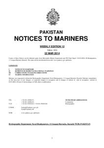 PAKISTAN  NOTICES TO MARINERS WEEKLY EDITION 12 Notices: 15/14