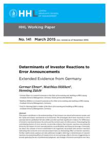 HHL Working Paper No. 141 Marchrev. version as of NovemberDeterminants of Investor Reactions to Error Announcements Extended Evidence from Germany