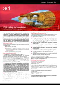 Photo by Peter Mohr  Citizenship by investment The Malta Individual Investor Programme  The Individual Investor Programme (IIP), introduced in