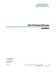 Nios II Processor Reference Handbook  Nios II Processor Reference Handbook  101 Innovation Drive