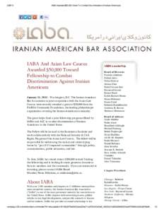 IABA Awarded $50,000 Grant To Combat Discrimination of Iranian-Americans IABA And Asian Law Caucus Awarded $50,000 Toward