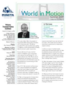 MINETA TRANSPORTATION INSTITUTE World in Motion Summer 2009