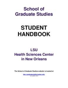 School of Graduate Studies STUDENT HANDBOOK LSU