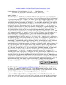 Southern Campaign American Revolution Pension Statements & Rosters Pension Application of Edward Houchins W11318 Nancy Houchins Transcribed and annotated by C. Leon Harris. Revised 30 April[removed]VA