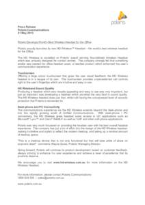   Press Release Polaris Communications 21 May 2013  	
  