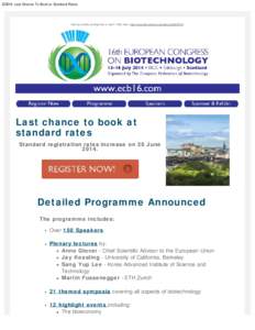 ECB16: Last Chance To Book at Standard Rates