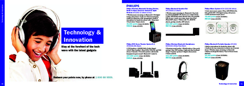 Technology & Innovation  Philips Wireless Bluetooth Docking Station, Radio & Alarm Clock for Android & Apple Devices AJT3300/12 (Black & Grey)
