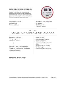 MEMORANDUM DECISION Pursuant to Ind. Appellate Rule 65(D), this Memorandum Decision shall not be regarded as precedent or cited before any court except for the purpose of establishing the defense of res judicata, collate