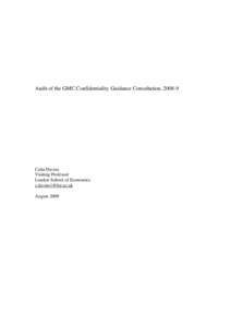 Audit of the GMC Confidentiality Guidance Consultation, 2008-9