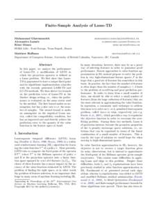 Finite-Sample Analysis of Lasso-TD  Mohammad Ghavamzadeh Alessandro Lazaric R´ emi Munos