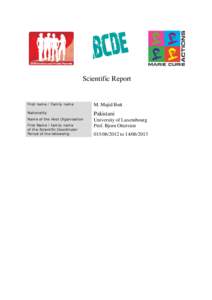 Scientific Report  First name / Family name M. Majid Butt