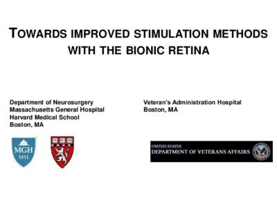 TOWARDS IMPROVED STIMULATION METHODS WITH THE BIONIC RETINA Department of Neurosurgery Massachusetts General Hospital Harvard Medical School