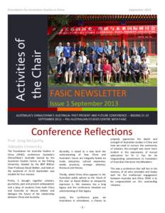 Activities of the Chair Foundation for Australian Studies in China  September 2013