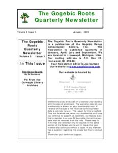 1  The Gogebic Roots Quarterly Newsletter Volume 5 Issue 1