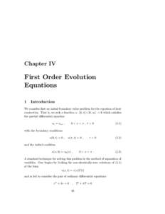 Chapter IV  First Order Evolution Equations 1