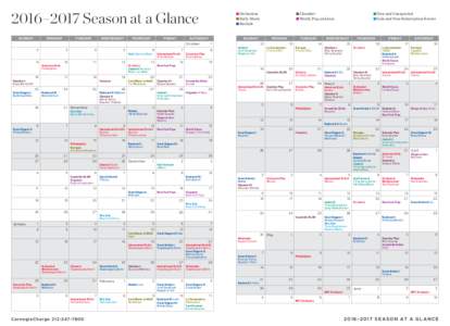 2016–2017 Season at a Glance SUNDAY MONDAY  TUESDAY
