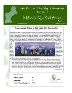 New England Society of American Foresters News Quarterly JANUARY 2015