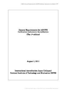CARP21 General Requirements for ASNITE Calibration Laboratories AccreditationGeneral Requirements for ASNITE Calibration Laboratory Accreditation (The 1st edition)