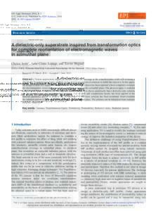 EPJ Appl. Metamat. 2016, 3, 5  C. Joshi et al., Published by EDP Sciences, 2016 DOI: epjamAvailable online at: http://epjam.edp-open.org