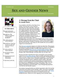 NovemberFall Edition SEX AND GENDER NEWS Newsletter for the Sex & Gender Section of the American Sociological Association