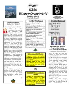 “WOW”  ICSE’s Window On the World Tuesday, May 6