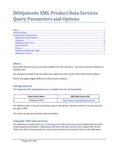 Geothermal/DOepatents XML Product Data Services Manual version 1.20