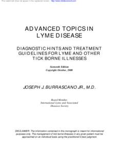 This watermark does not appear in the registered version - http://www.clicktoconvert.com  ADVANCED TOPICS IN LYME DISEASE DIAGNOSTIC HINTS AND TREATMENT GUIDELINES FOR LYME AND OTHER