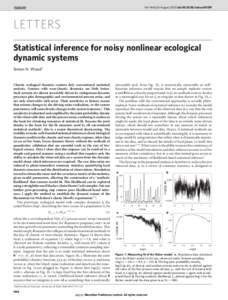 Statistical inference for noisy nonlinear ecological dynamic systems