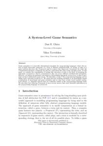 MFPSA System-Level Game Semantics Dan R. Ghica University of Birmingham