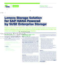 Partner Flyer Software Defined Storage, SAP HANA Lenovo Storage Solution for SAP HANA Powered by SUSE Enterprise Storage