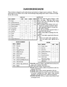 DUNGEON RANDOMIZER This set of charts is designed to make random features and contents in a dungeon easier to randomize. When prepared results are not wanted or don’t matter, this should help making underground or indo