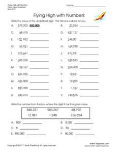 Name ___________________________  Flying High with Numbers Place Value Worksheet Item 6010