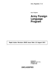 Army Regulation 11–6  Army Programs Army Foreign Language