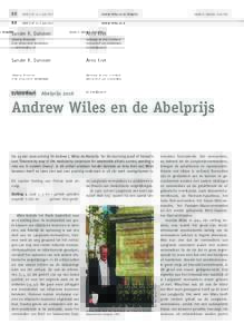 88	  NAW 5/18  nr. 2  juni 2017 Andrew Wiles en de Abelprijs