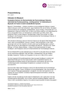 PressemitteilungInklusion im Museum Kompetenz-Zentrum für Barrierefreiheit der Rummelsberger Diakonie unterstützt bei Kunstausstellung „Lieblingsstücke“ im Iwalewahaus in