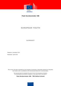 Flash Eurobarometer 408  EUROPEAN YOUTH SUMMARY