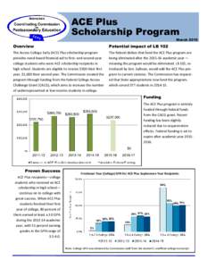 ACE Plus Scholarship Program March 2015 Overview