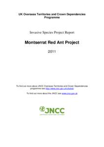 UK Overseas Territories and Crown Dependencies Programme Invasive Species Project Report  Montserrat Red Ant Project