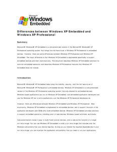 Differences Between Windows XP Embedded and Windows XP Professional