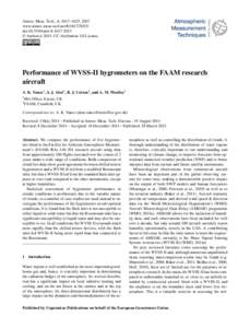 Atmos. Meas. Tech., 8, 1617–1625, 2015 www.atmos-meas-tech.netdoi:amt © Author(sCC Attribution 3.0 License.  Performance of WVSS-II hygrometers on the FAAM research