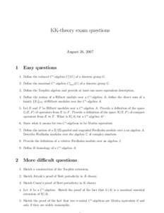 KK-theory exam questions  August 26, 2007 1