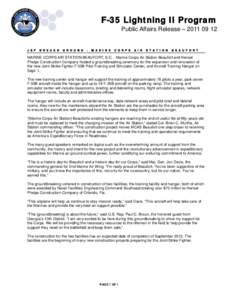 F-35 Lightning II Program Public Affairs Release – [removed]J S F  B R E A K S