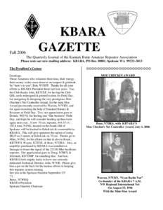 FallKBARA GAZETTE The Quarterly Journal of the Kamiak Butte Amateur Repeater Association