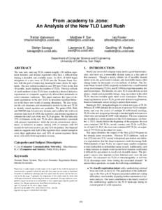 From .academy to .zone: An Analysis of the New TLD Land Rush Tristan Halvorson   Matthew F. Der