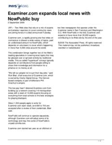 Examiner.com expands local news with NowPublic buy