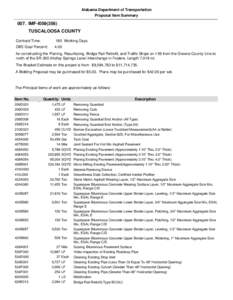 Alabama Department of Transportation Proposal Item Summary 007. IMF-I059(356) TUSCALOOSA COUNTY Contract Time: