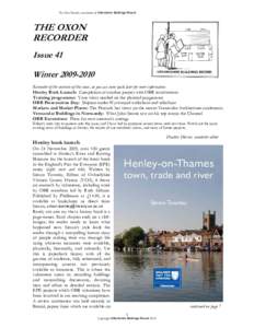 The Oxon Recorder, newsletter of Oxfordshire Buildings Record  Issue 41 WinterTHE OXON RECORDER